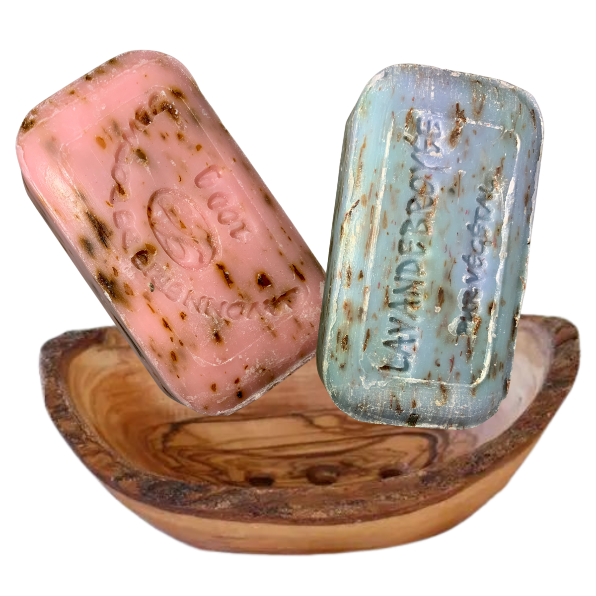 Zeep Geschenkset | Lavendel en Roos, Olijfbomenhout | Verzorgingsset