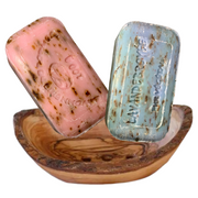 Zeep Geschenkset | Lavendel en Roos, Olijfbomenhout | Verzorgingsset
